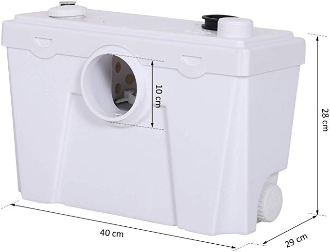 45x21,5x29cm HOMCOM Hebeanlage Abwasserpumpe Fäkalienpumpe Haushaltspumpe für WC Dusche 400W